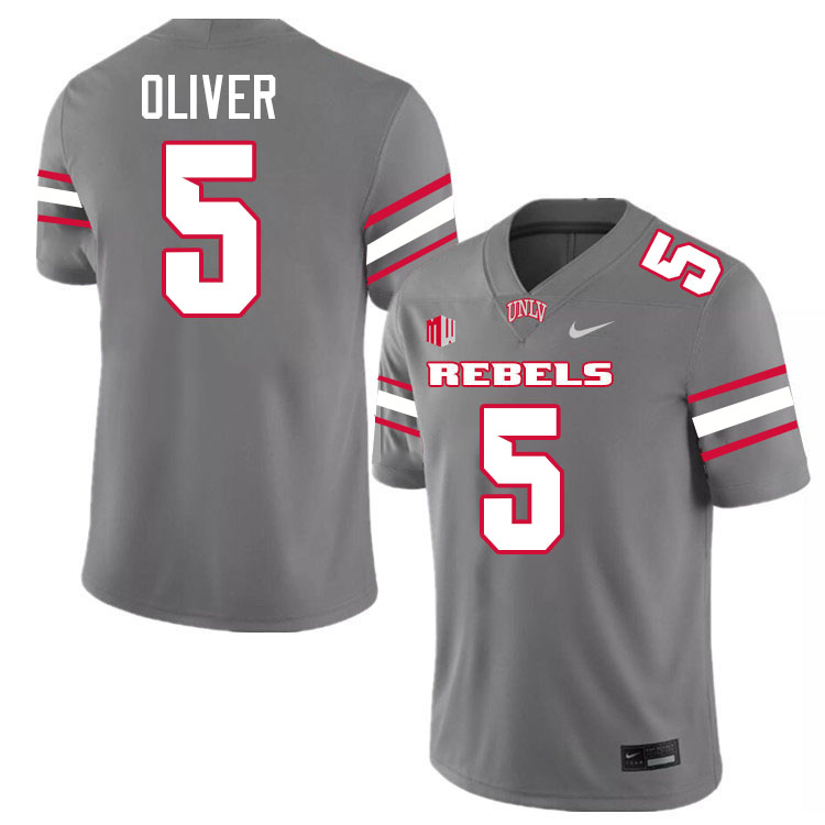 UNLV Rebels #5 Cameron Oliver Jersey Football College Uniforms,Apparels-Grey